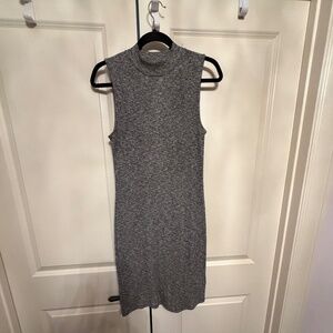 Lilla P Sleeveless Mock Neck Knit Dress Gray Heather – Size M – Cotton Blend